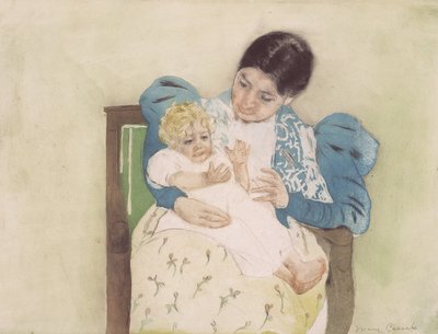 Das barfüßige Kind, ca. 1896 (Kaltnadelradierung und Aquatinta in Farben) von Mary Cassatt